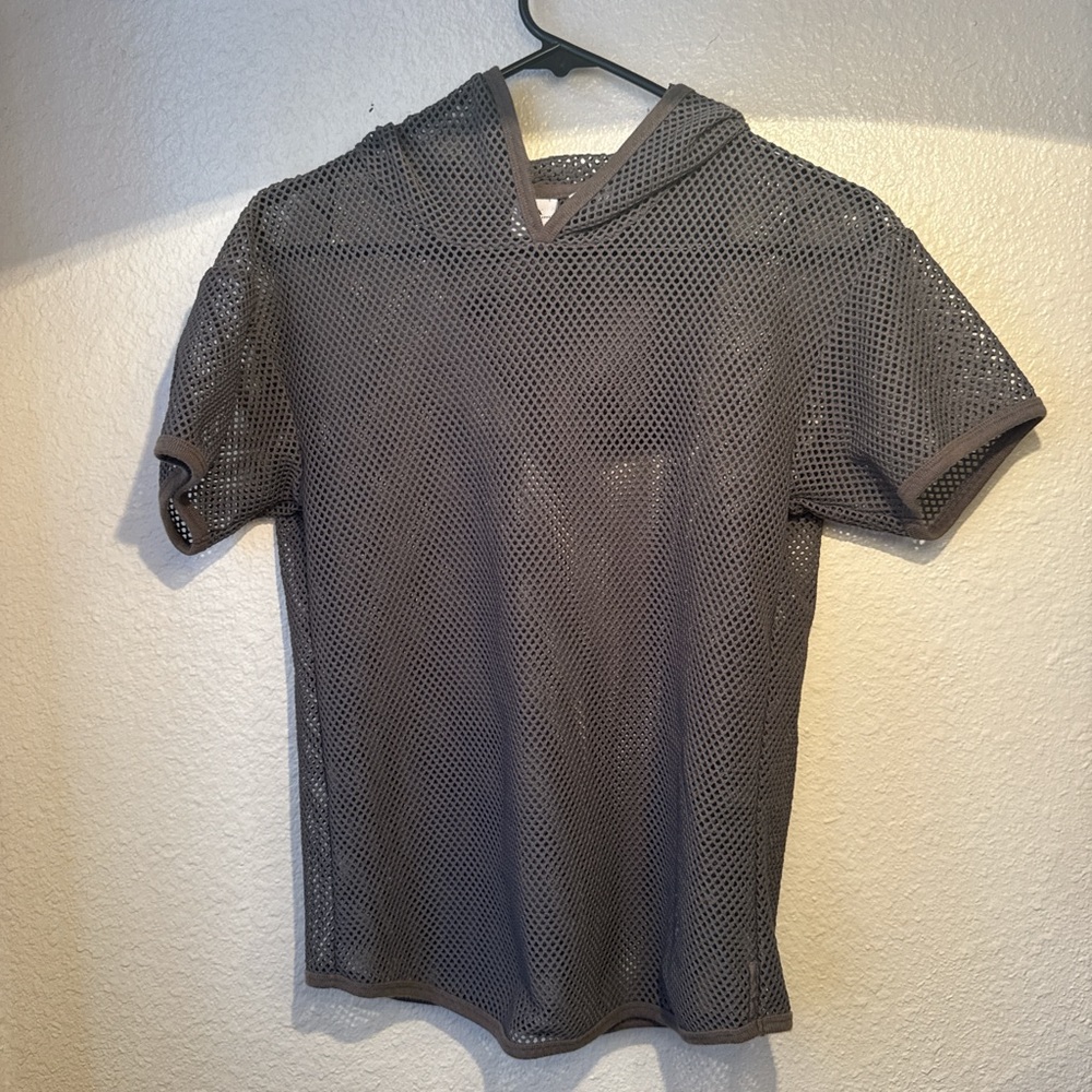 Armani Exchange Gray Mesh Top